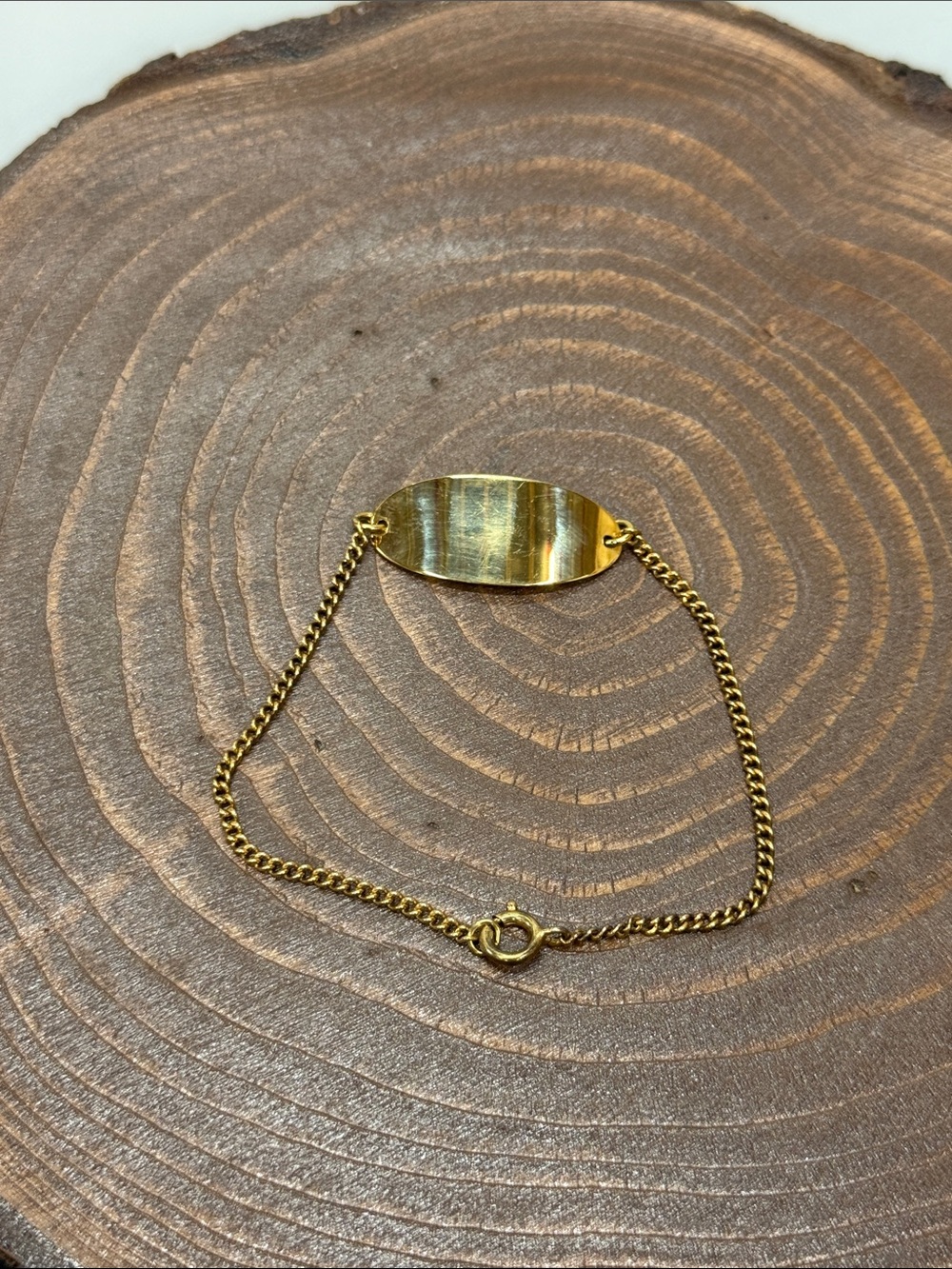 Gold Filled ID Plate Chain Bracelet - Women's Jewelry